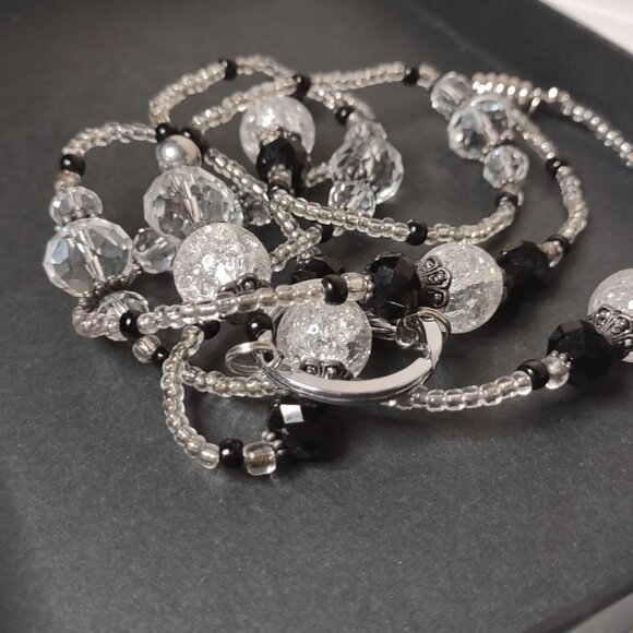 Clear And Black Glass Bead Lanyard - Picture 5 of 7
